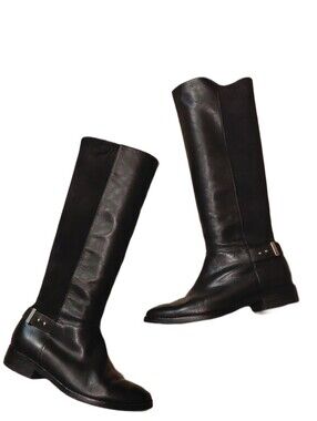Cole Haan Black Leather Knee-High Riding Boots Size 7.5